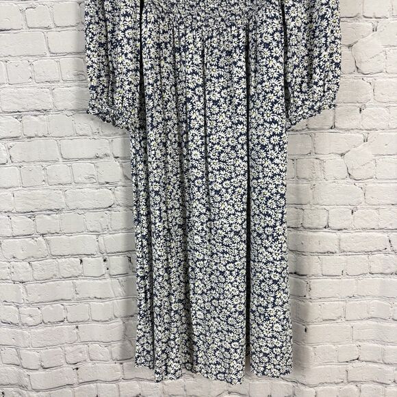 J Crew J. Crew Floral Smocked Midi Dress in Antique Navy Print Boho - Picture 9 of 15